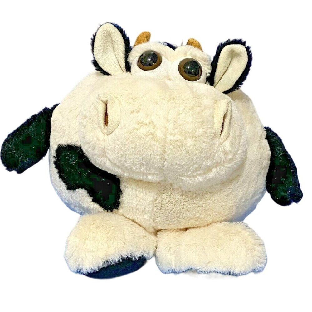 Ganz Eyeballs Grazer Plush Holstein Round Cow 10" Black White Stuffed Dairy Farm